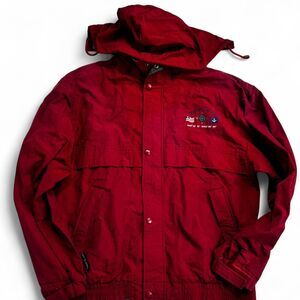 Vintage 90s Camp David Jacket Men’s M Red Nylon Hooded Windbreaker Made in Korea